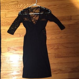 Bebe black lace midi dress